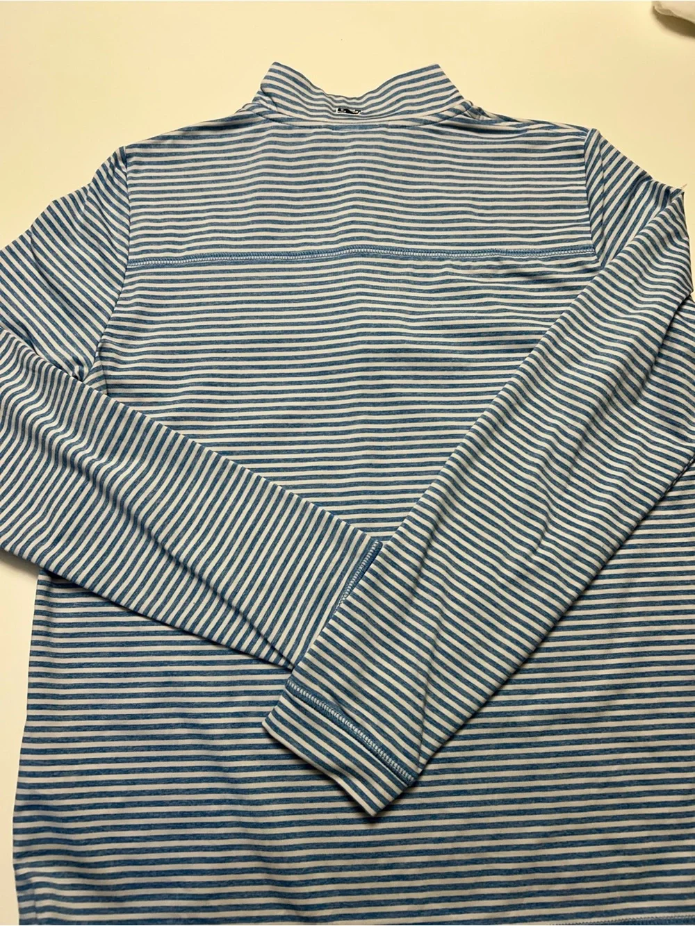 Child XL Vineyard Vines Blue & White Striped Quarter Zip Pullover